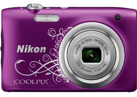 Digitalkamera von Nikon in violett.
