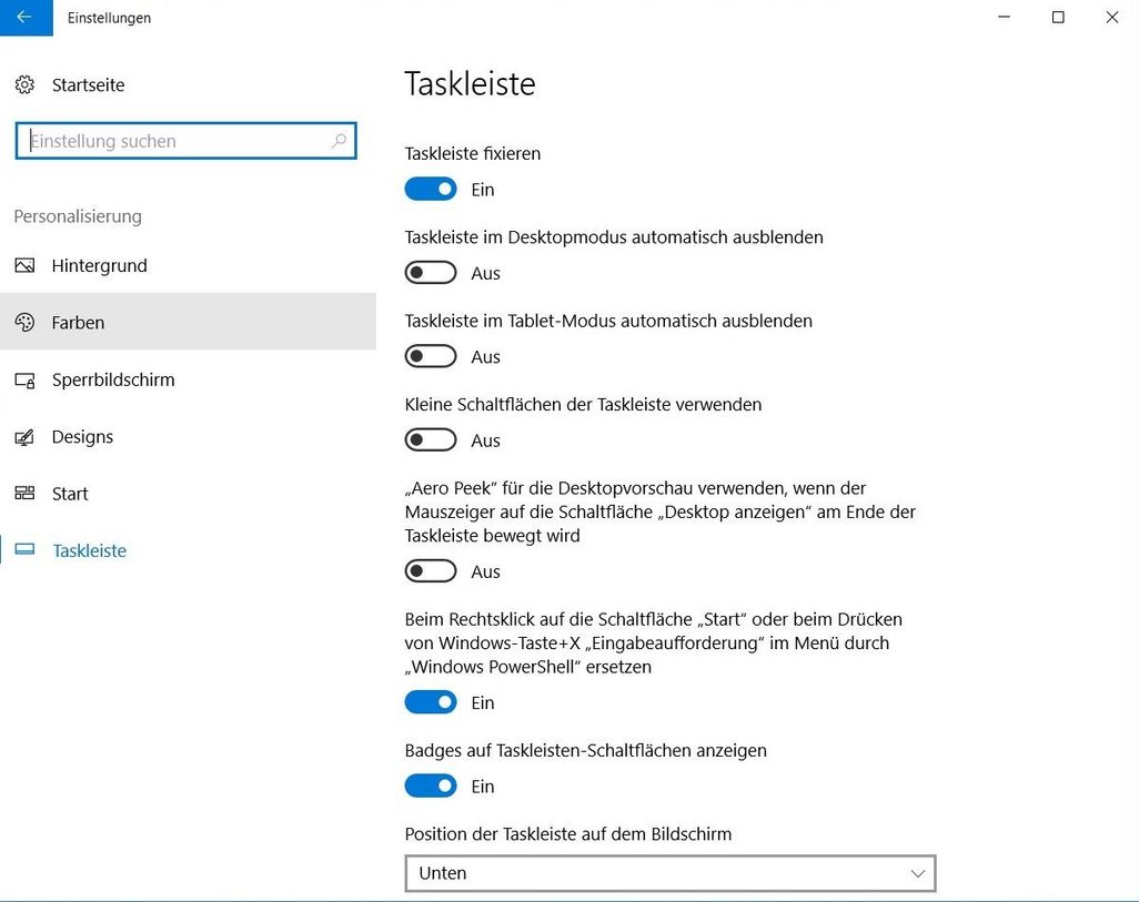 So kann die Taskleiste in Windows 10 eingestellt werden. 