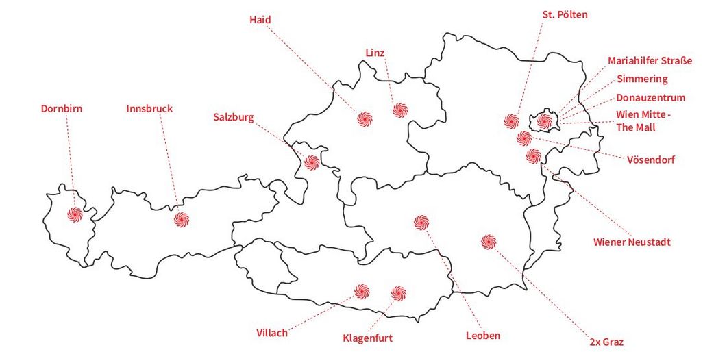 17 SmartBar-Standorte mit Vor-Ort-Service gibt es bei MediaMarkt österreichweit (Stand April 2022). 