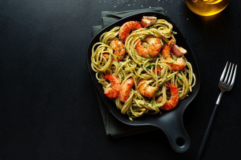 One-Pot-Spaghetti mit Shrimps