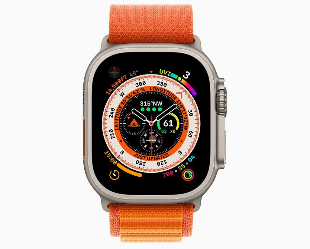 Apple Watch Ultra mit Watchfinder-Ziffernblatt