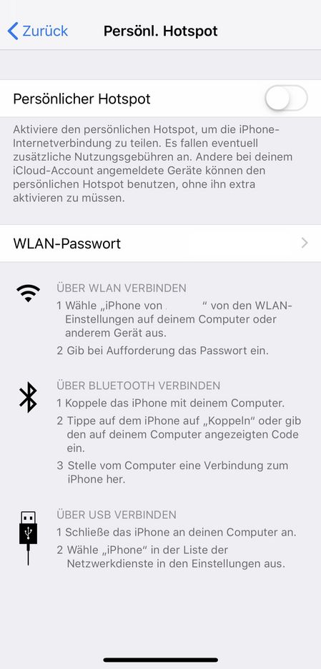 WLAN-Hotspot einrichten iOS
