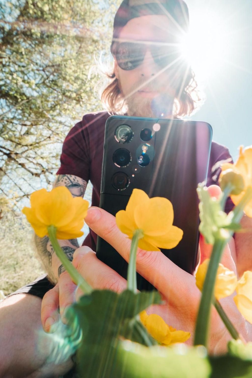 Makroaufnahmen von einer Blume mit dem Smartphone anfertigen.