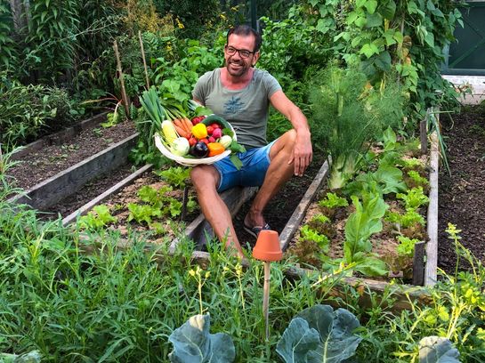 Biogärtner Karl Ploberger erntet sein Gemüse selbst.