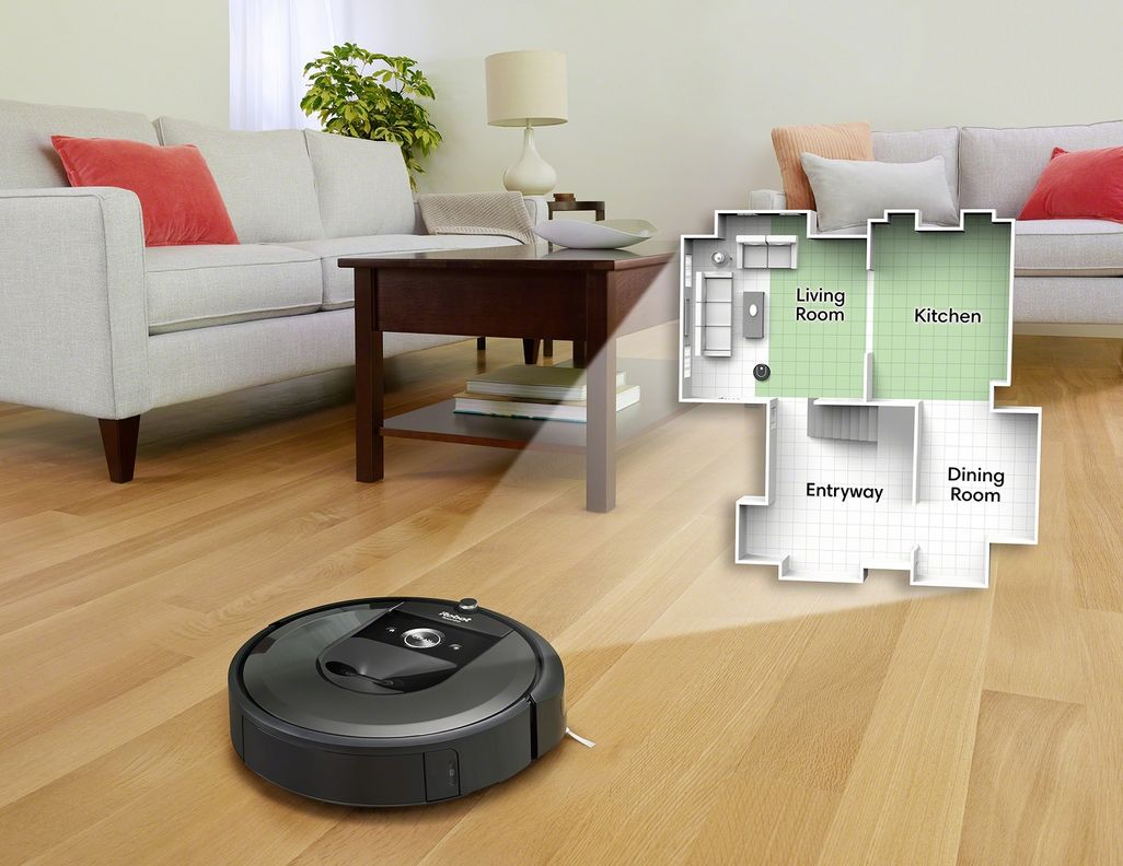 Per „Smart Mapping“ merkt sich der „iRobot Roomba i7+“ Grundrisse und Raumnamen für spezielle Reinigungsaufgaben.