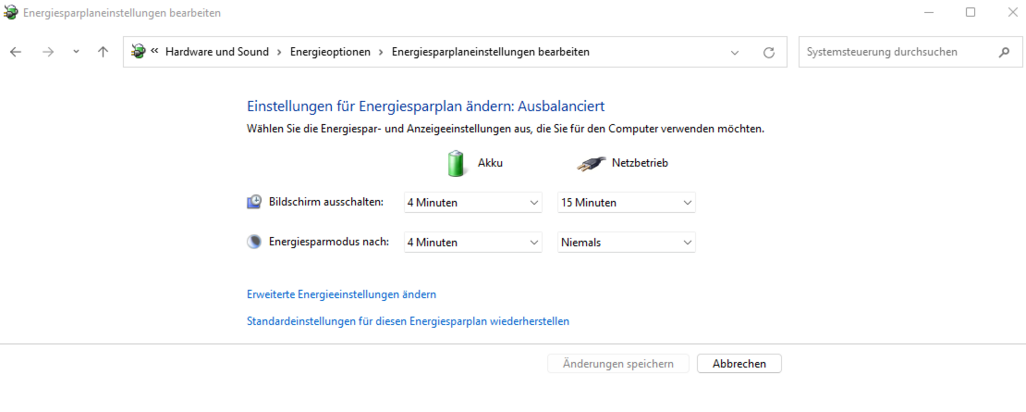 Energiesparoptionen in Windows 11 einstellen