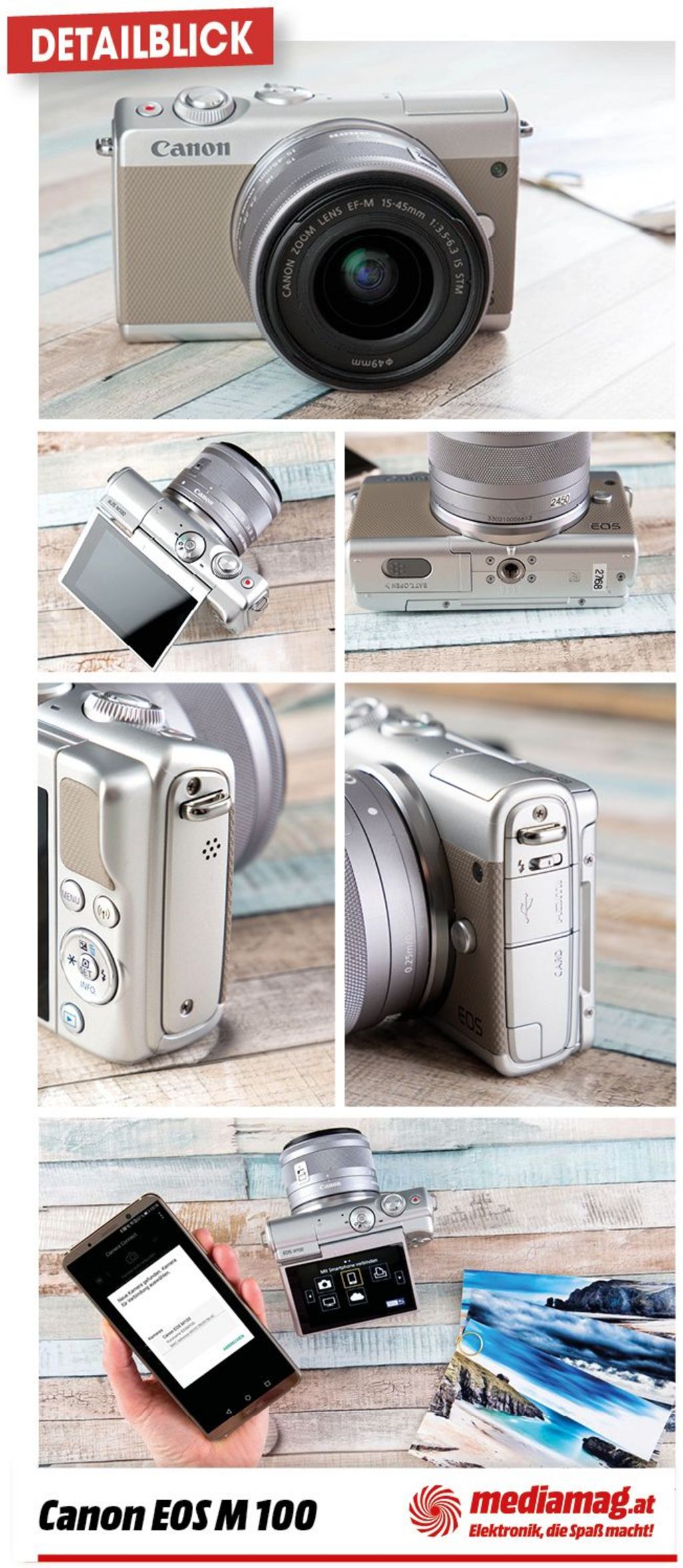 Die Canon EOS M100 verfügt über Kreativassistent, Special-Scene-Modi und Kreativfilter.