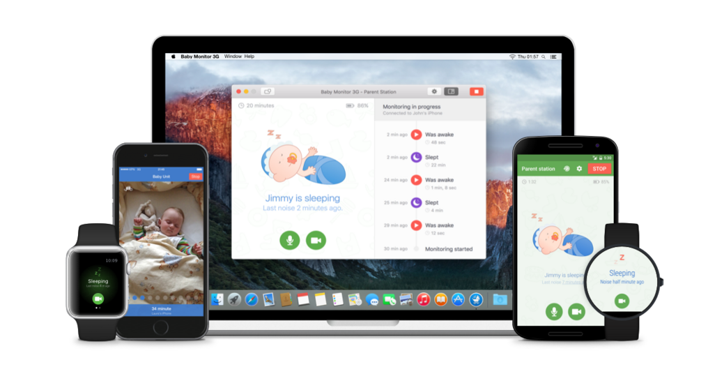 Die App funktioniert dabei als universelles Video- und Audio-Baby-Überwachungstool, das nicht nur mit allen gängigen Handys und Tablets kompatibel ist, sondern auch auf die Apple Watch, Apple TV und Mac OS X funktioniert. 