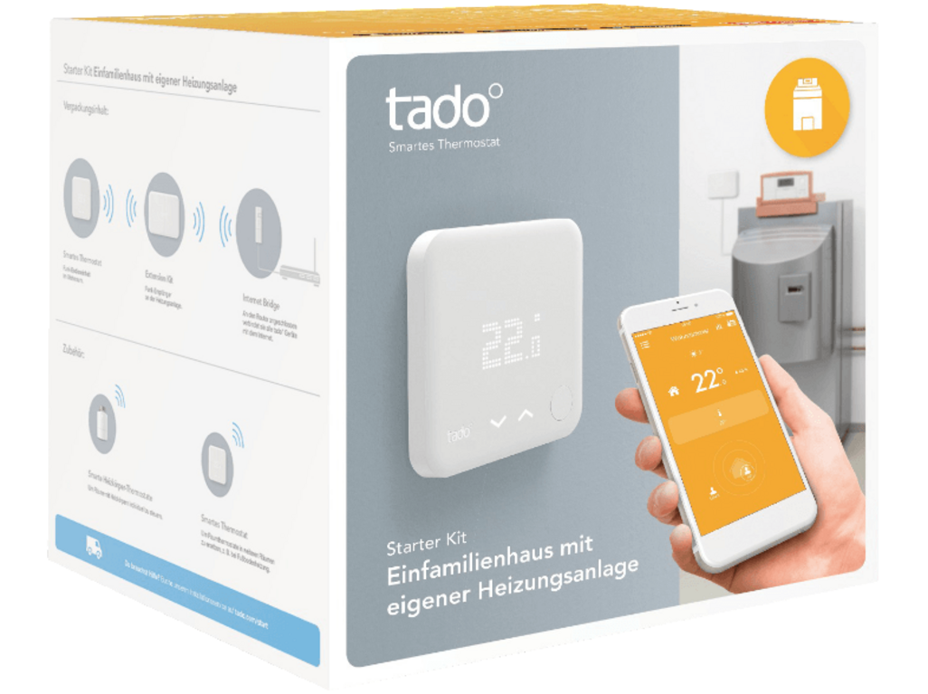 Das „tado° Starter-Kit für Einfamilienhäuser“ arbeitet mit speziellen Algorithmen, um den Energieverbrauch zu optimieren.