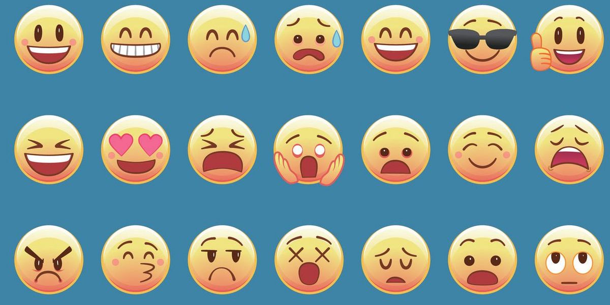 Emojis auf blauem Hintergrund