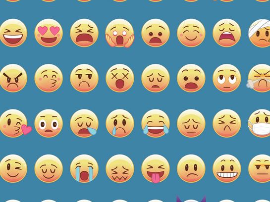 Emojis auf blauem Hintergrund